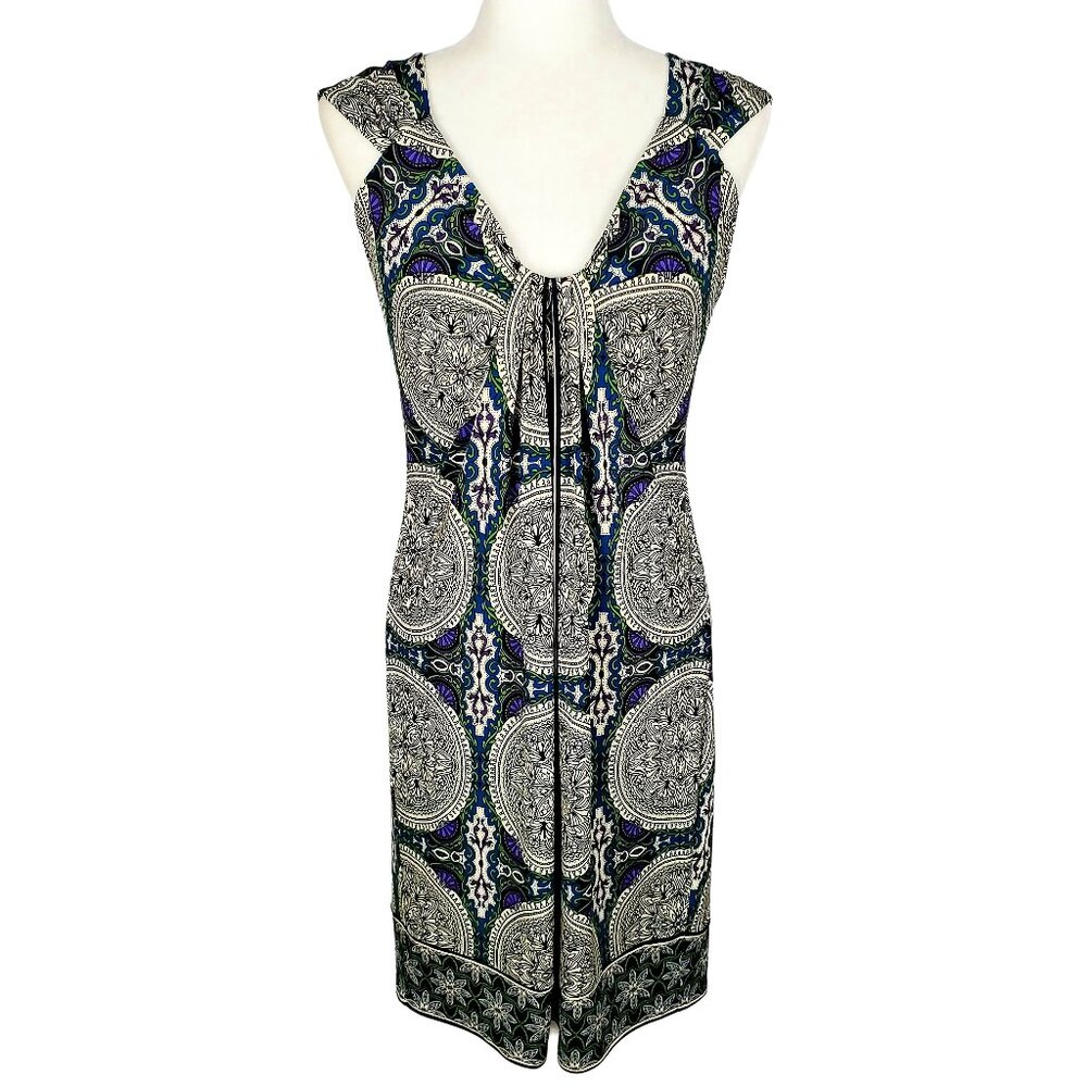 Dress Barn Front Knot Printed Midi Dress Women's Size 10